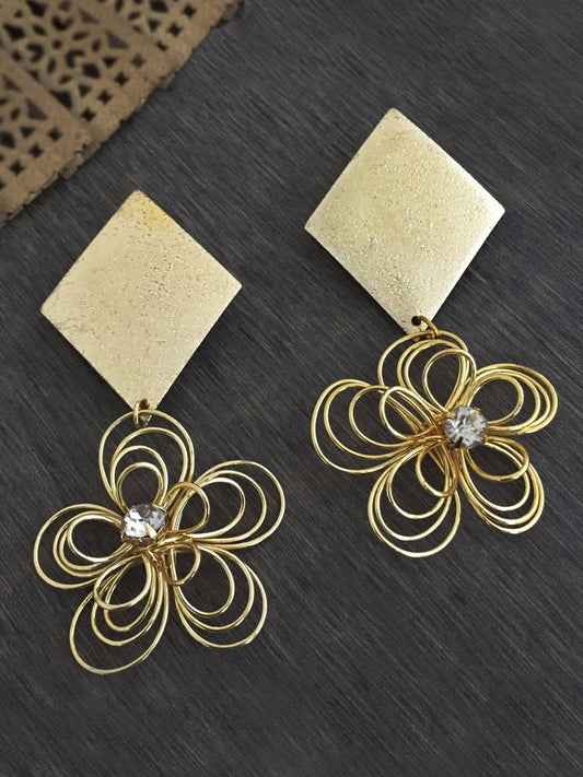 Gold Floral Statement Earrings