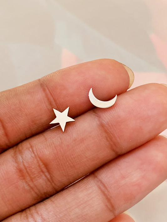 Star Moon Earstuds Silver