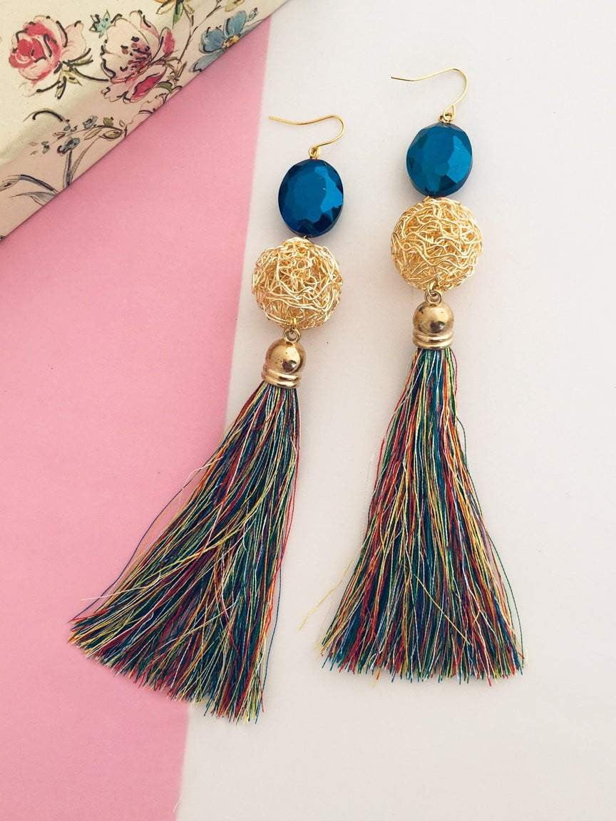 Gold & Tassel Statement Earrings