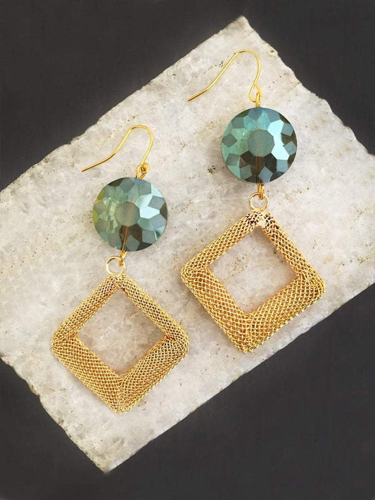 Gold Mesh & Crystal Earrings