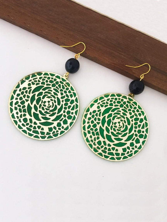 Green Floral Earrings