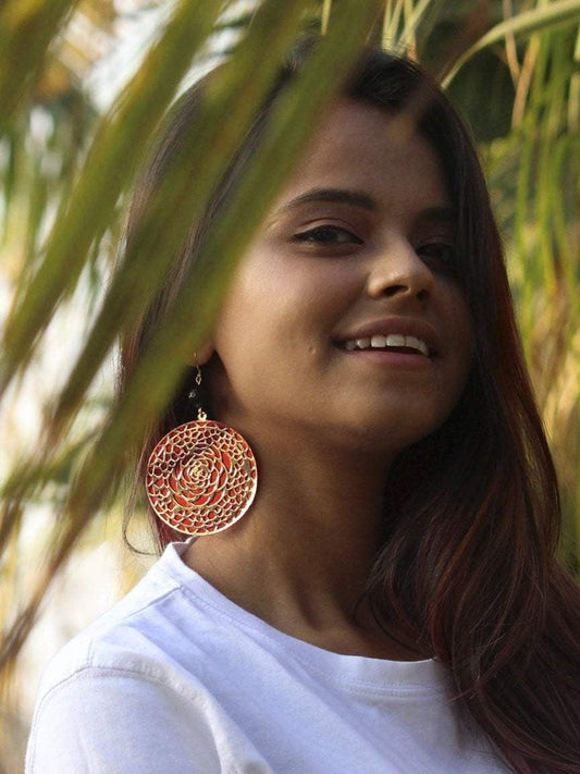 Red Floral Earrings