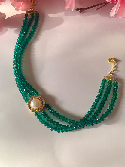 Emerald And Pearl Choker