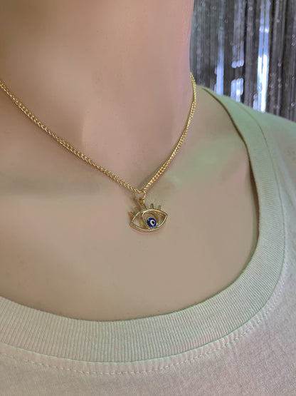 Dainty Evil Eye Pendant + Chain