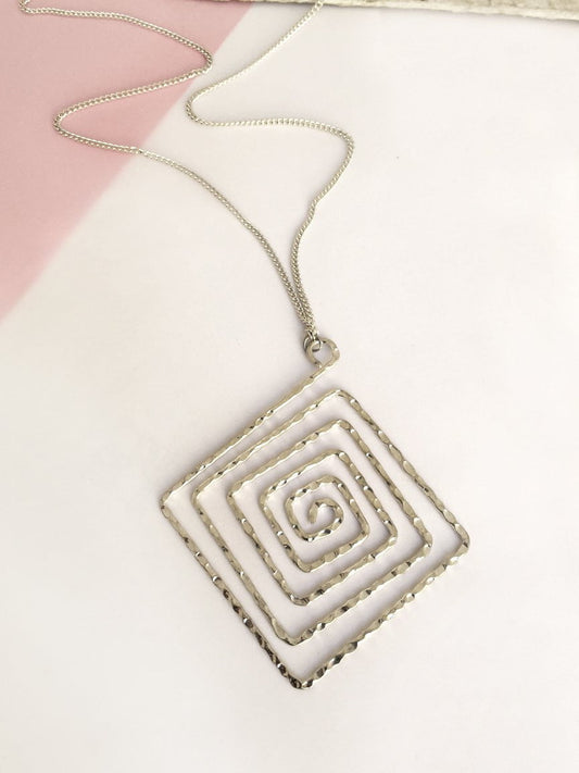 Silver Maze Pendant Necklace