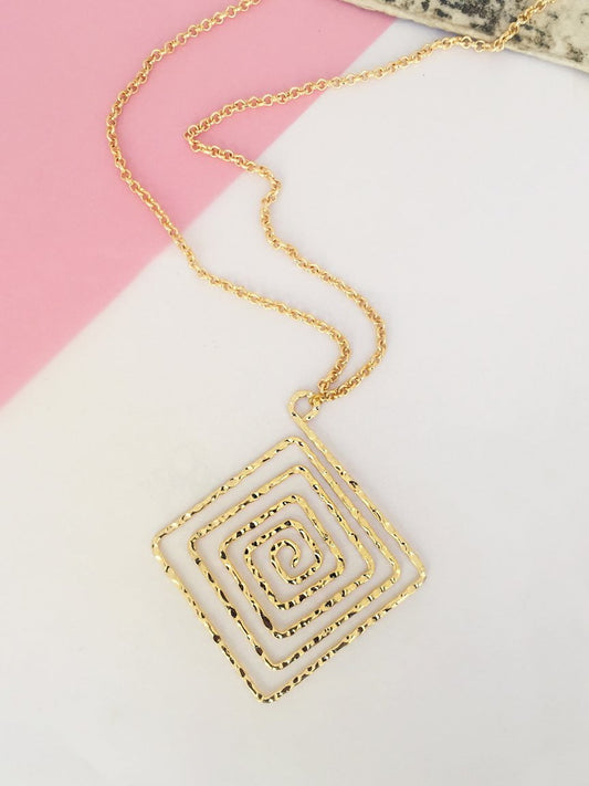 Gold Maze Pendant Necklace