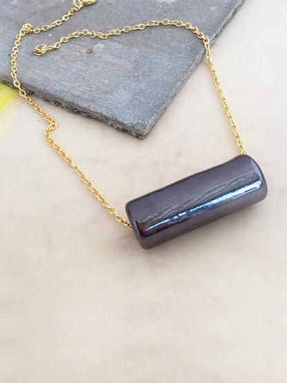 Gunmetal Bar Pendant