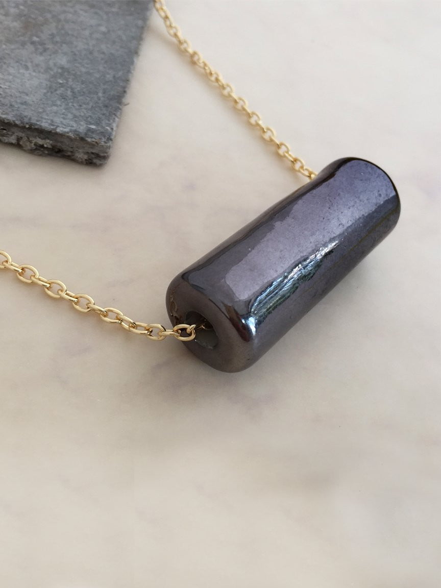 Gunmetal Bar Pendant