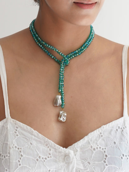 Princess Pearl Wrap Necklace GREEN