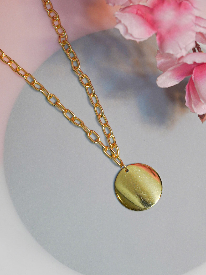 Gold Chain Layered Necklace; Gold Necklace; Chain Necklace; Coin Necklace; Bubble Chain